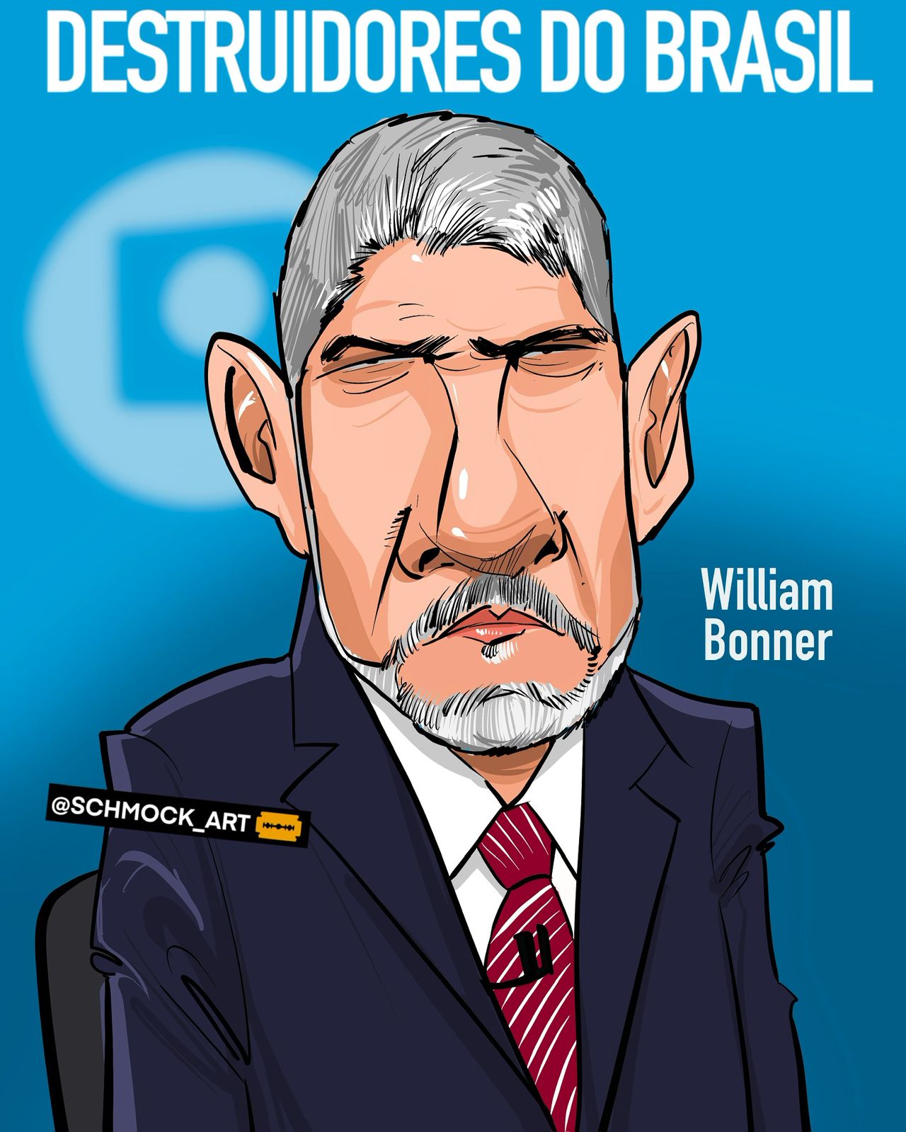 Caricatura de William Bonner por Schmock