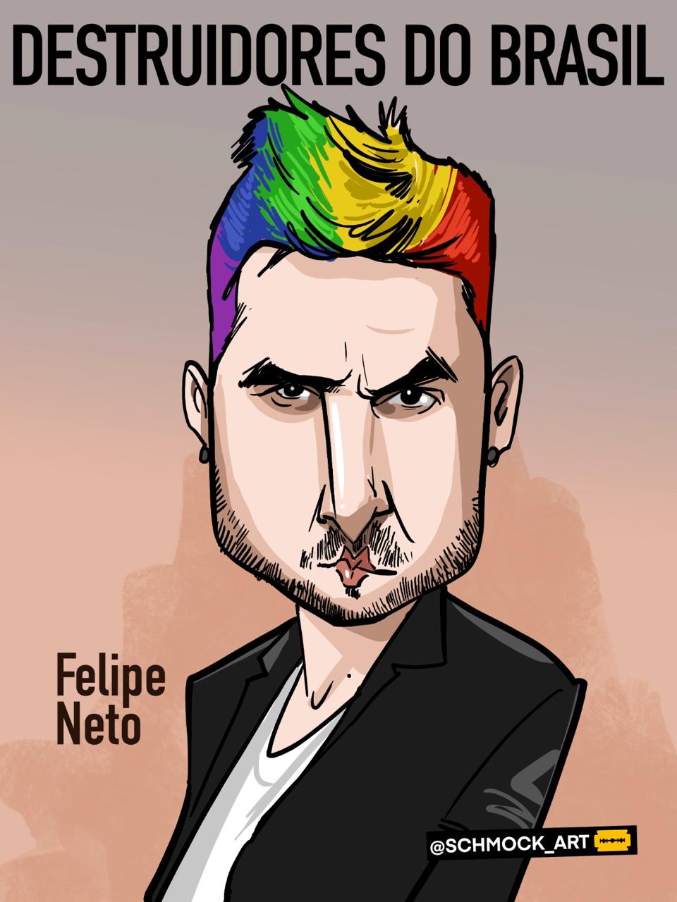 Caricatura de Felipe Neto por Schmock