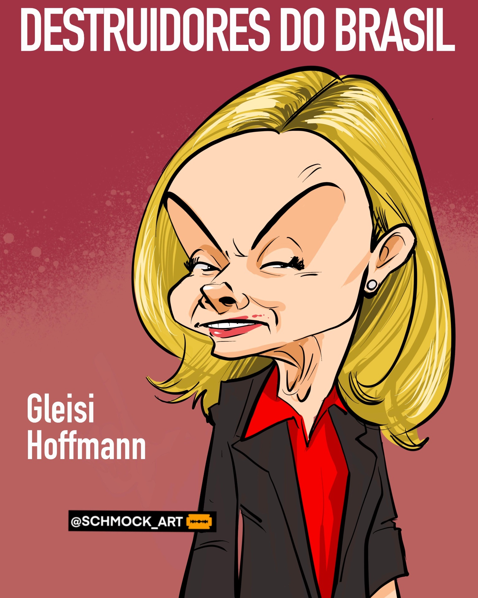 Caricatura de Gleisi Hoffmann por Schmock