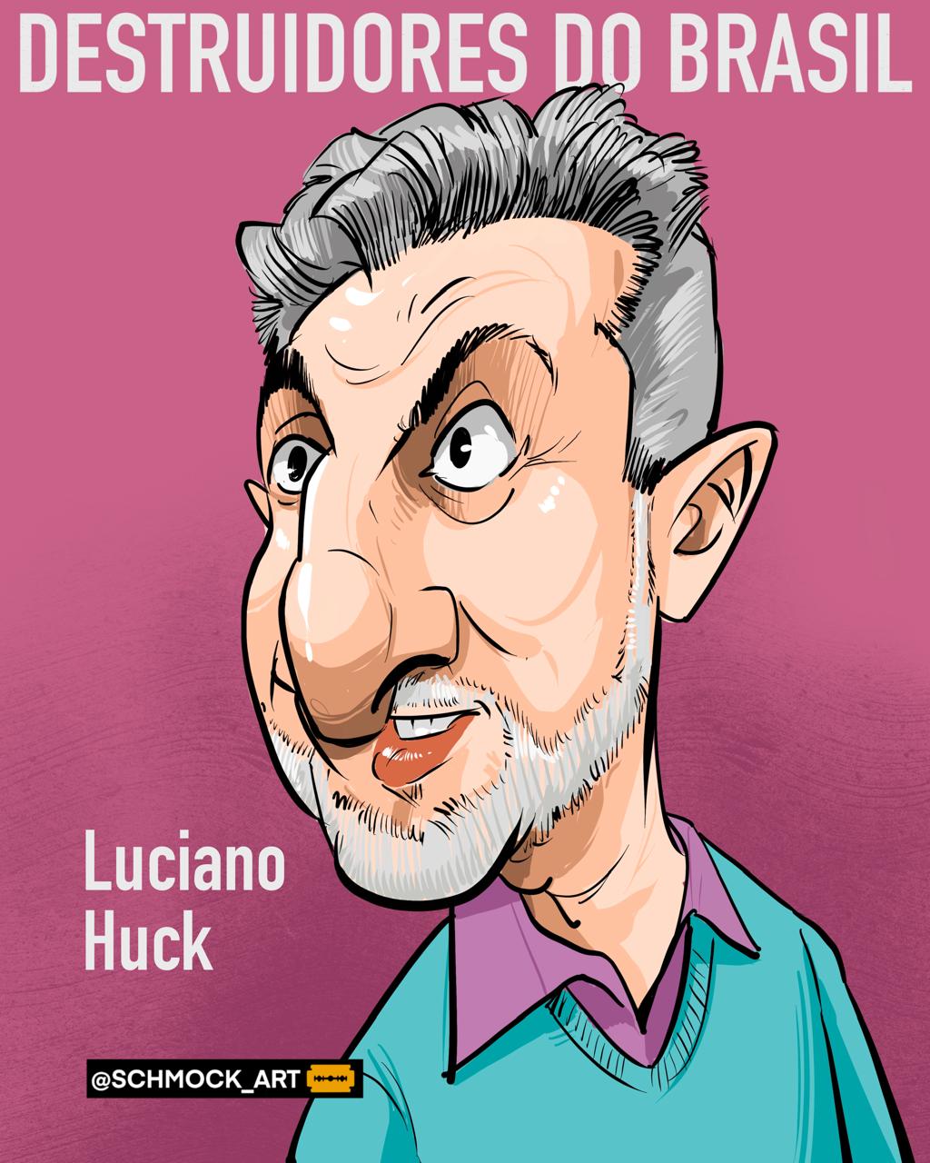 Caricatura de Luciano Huck por Schmock